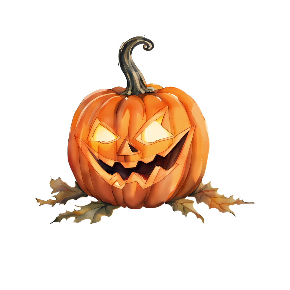 Watercolor and painting halloween pumpkin element illustration png