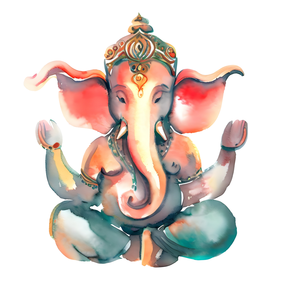 aguarela e pintura fofa ganesh a senhor do hindu. png Arquivo