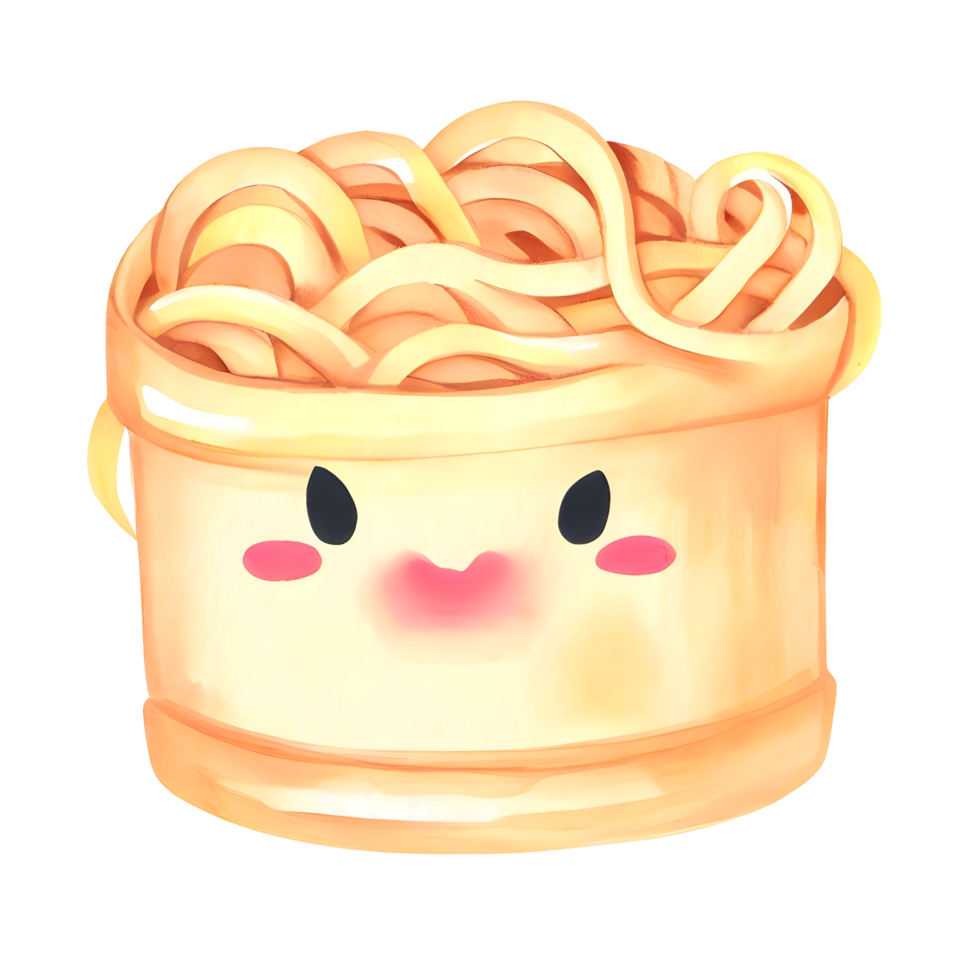acquerello fatti in casa delizioso carino spaghetto nel bianca ciotola cartone animato per cibo illustrazione png