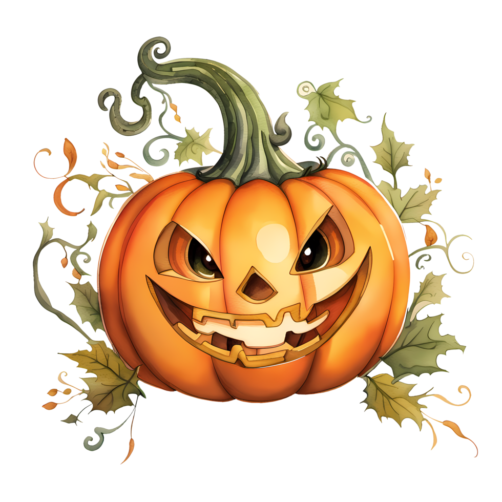 Watercolor and painting halloween pumpkin element illustration png