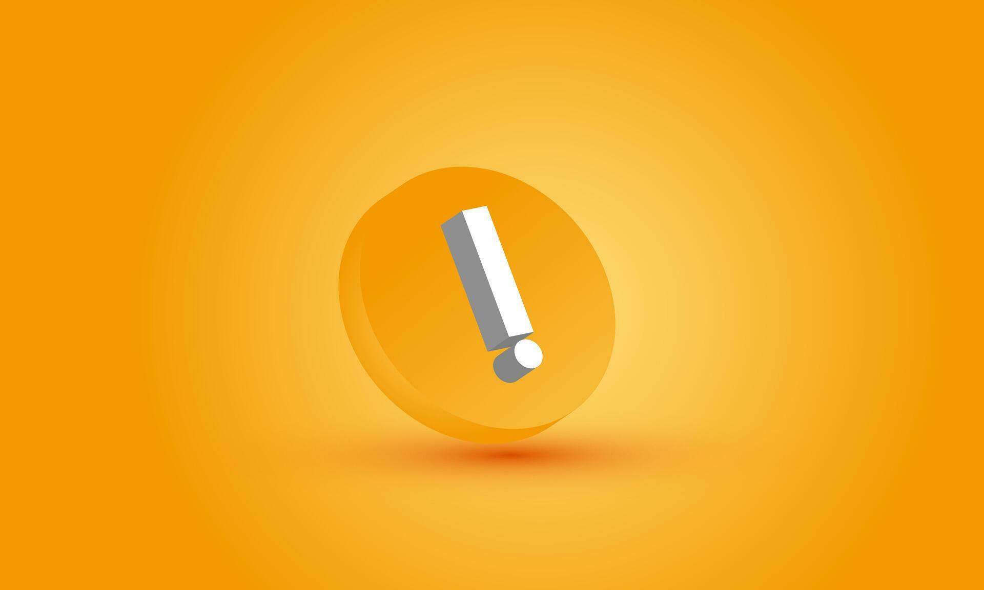 illustration yellow exclamation mark attention caution vector icon 3d