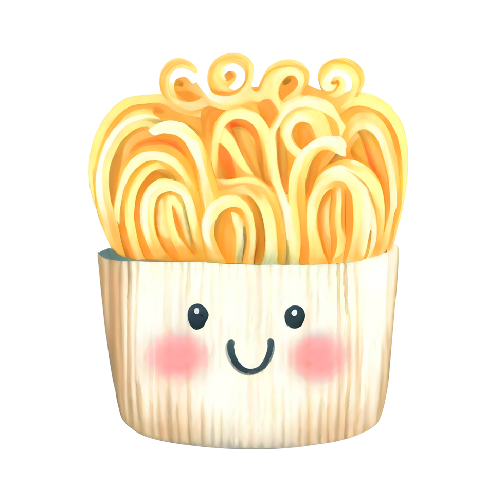 Watercolor Homemade delicious cute noodle in white bowl cartoon for food illustration png