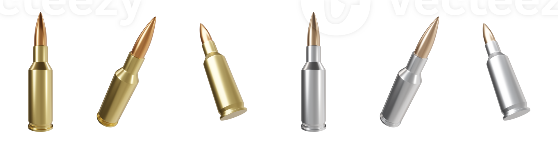 ammunition 3d render set , bullet for soldier 3d element png