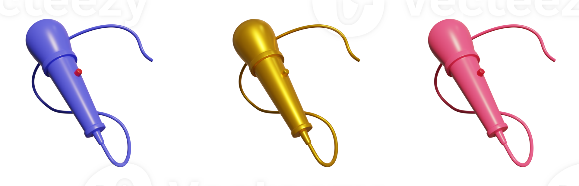 microphone 3d render set,mic radio 3e element png