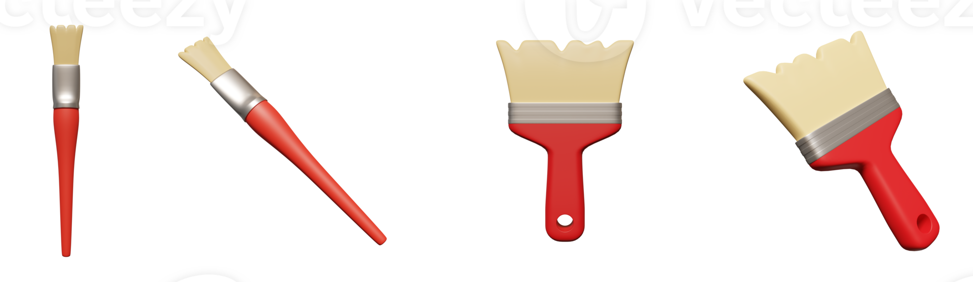 paintbrush 3d render set,, brush 3d element png