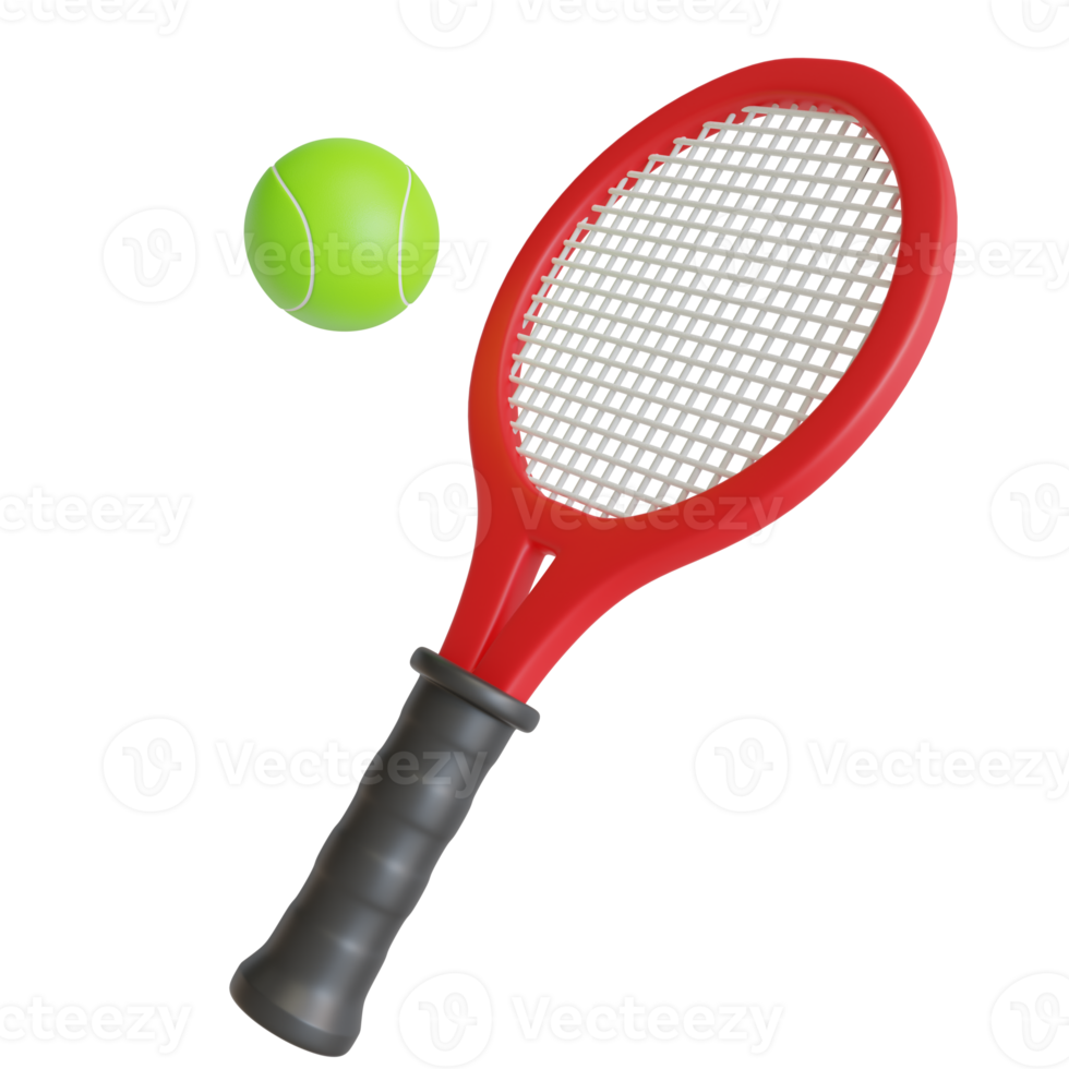 racket and ball 3d render,sports equipment png