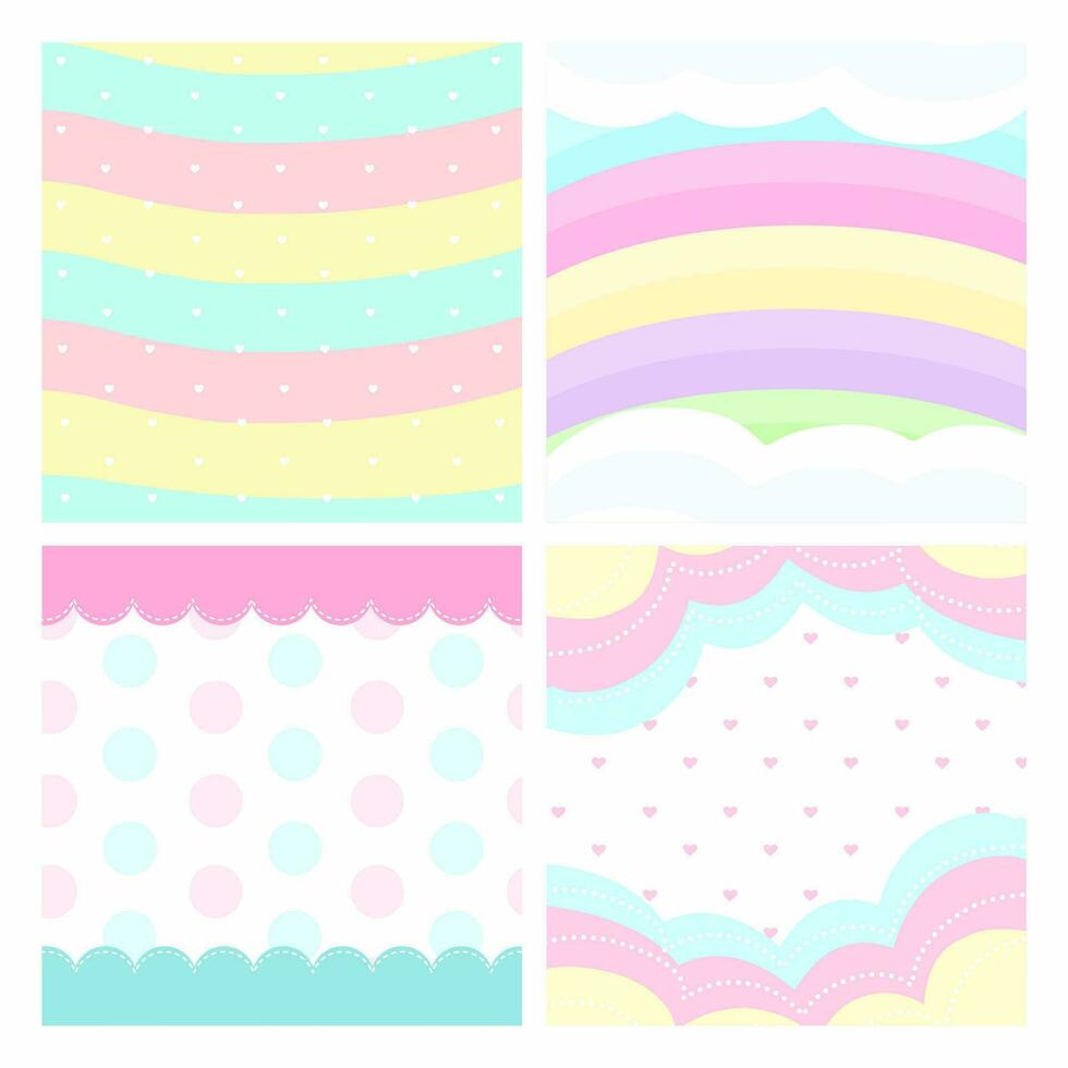 Cute set of backgrounds - pattern illustration vector