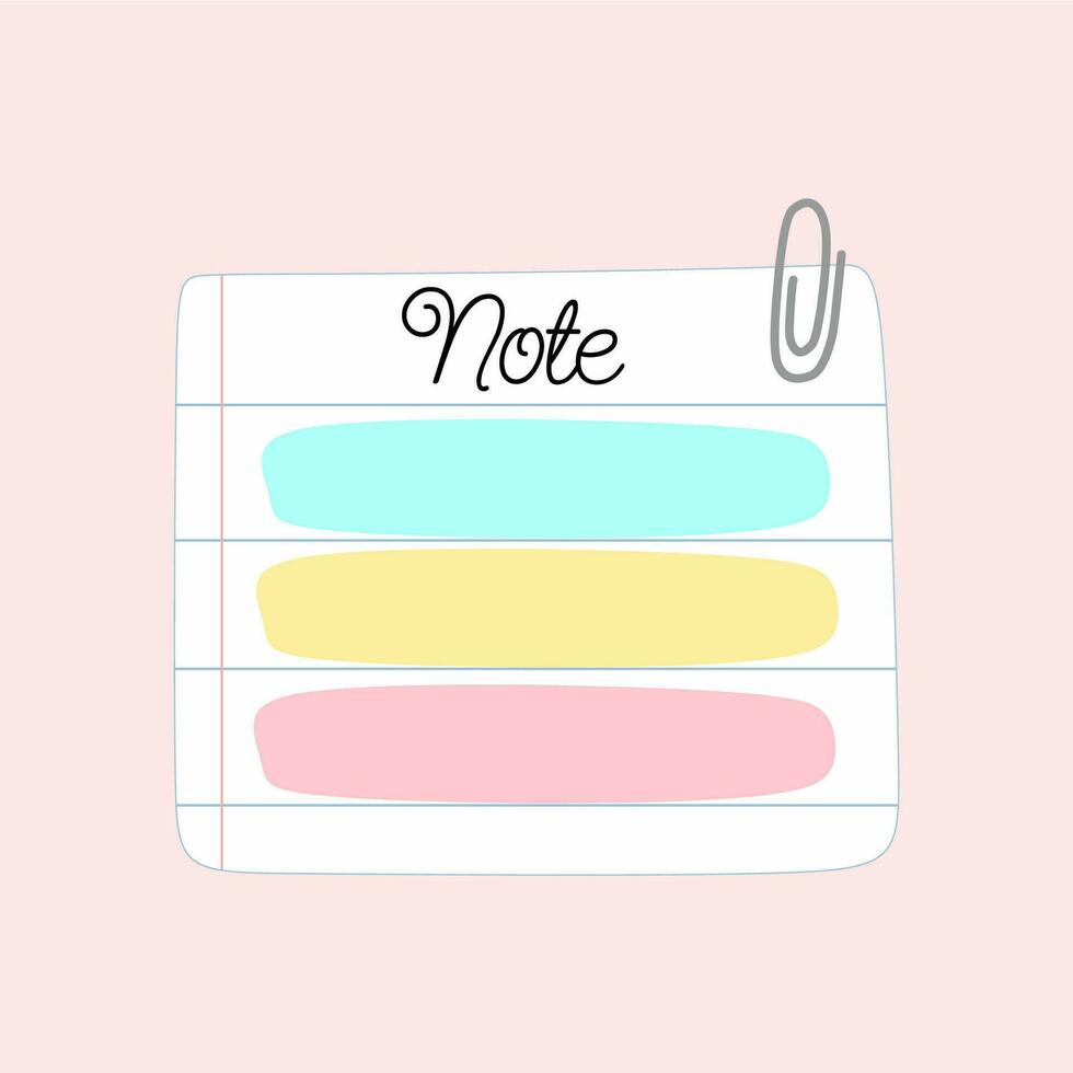 Paper with paper clip - note vector