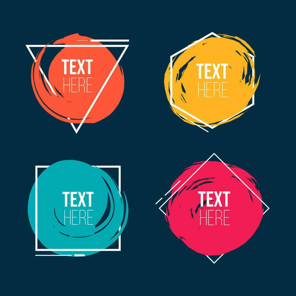 Colorful banner set with brush strokes vector