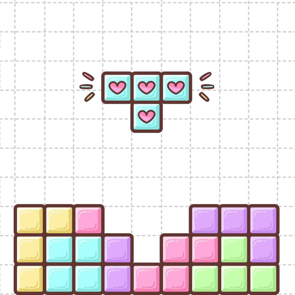 Colorful video game scene tetris vector