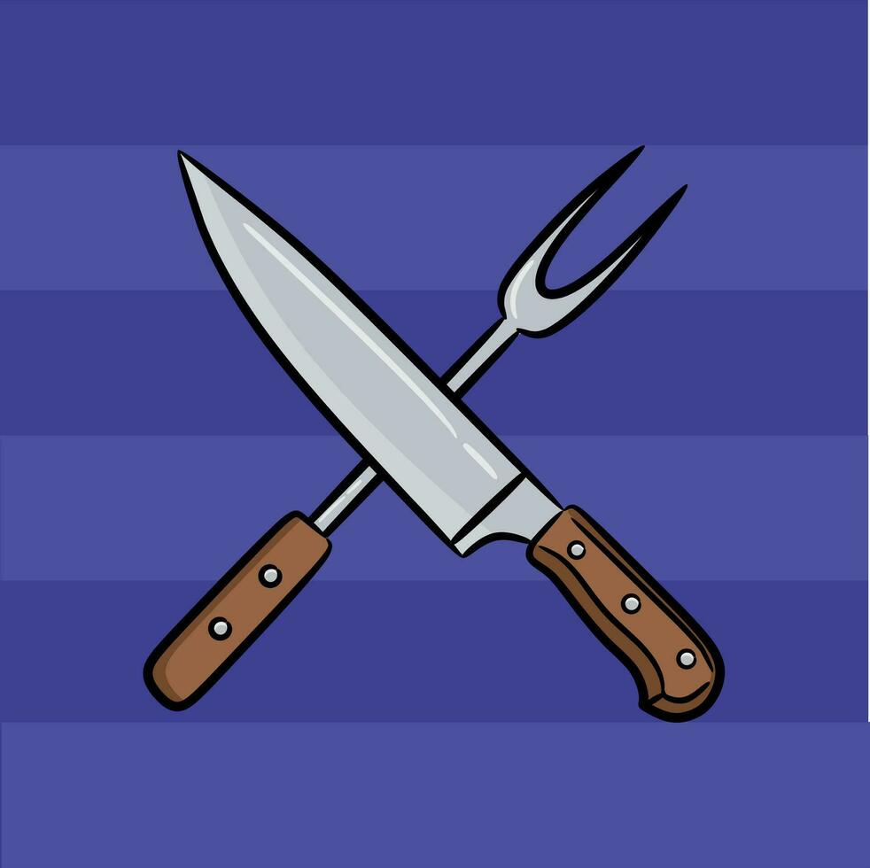 cuchillo y tenedor para parilla vector
