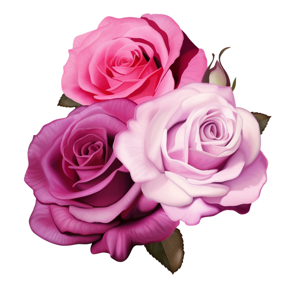 AI Generative Watercolor bouquet of roses isolated on transparent background png