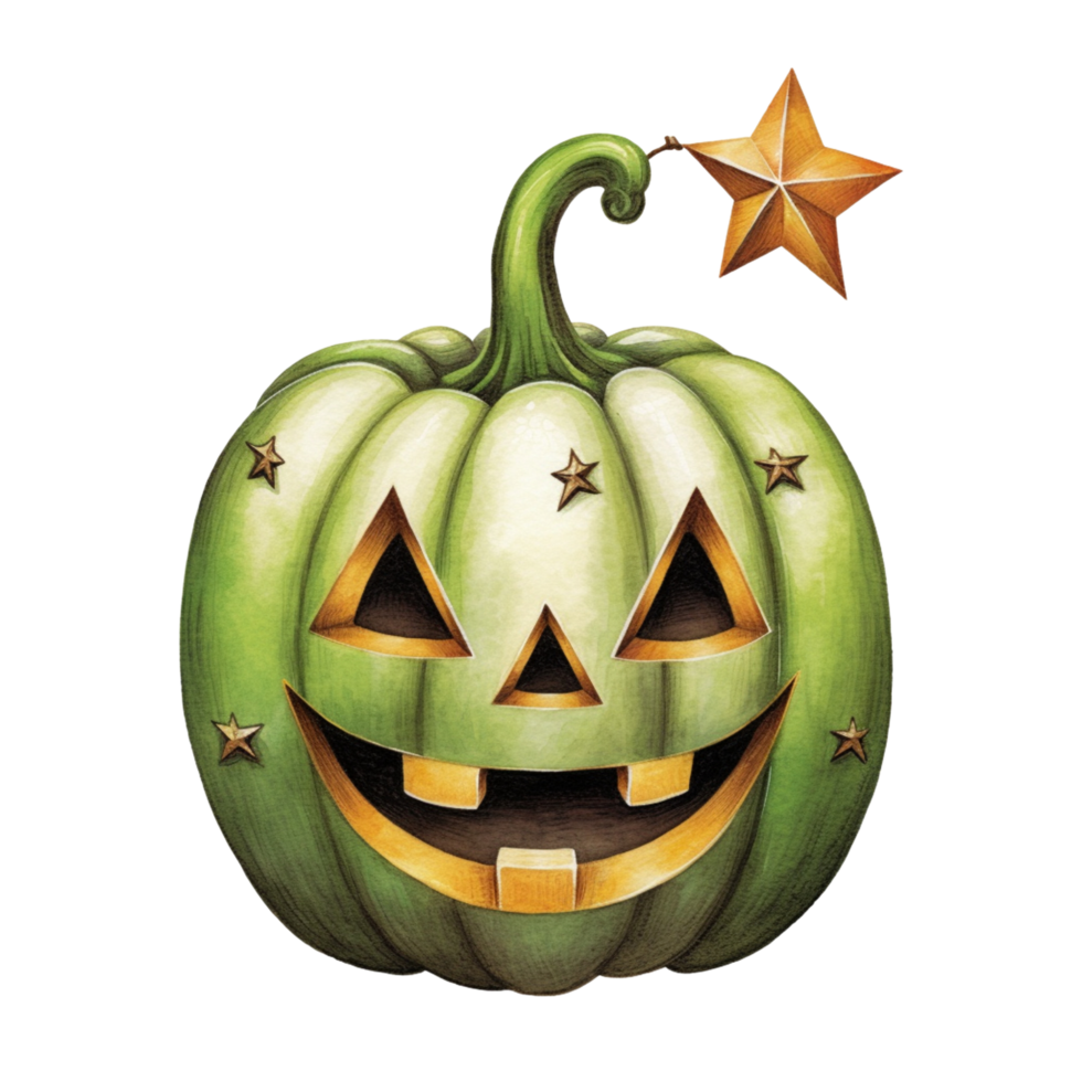 ai generativo acquerello Jack o lanterna Halloween zucca su trasparente sfondo png