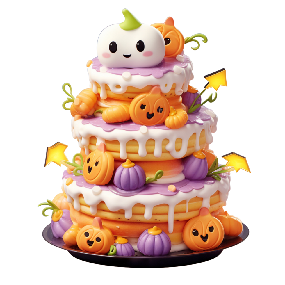 3D happy birthday cake with candles, illustration Halloween theme png
