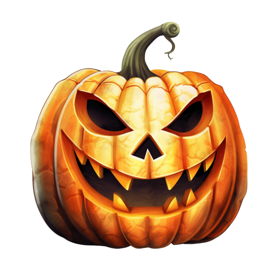 ai generativ vattenfärg domkraft o lykta halloween pumpa på transparent bakgrund png