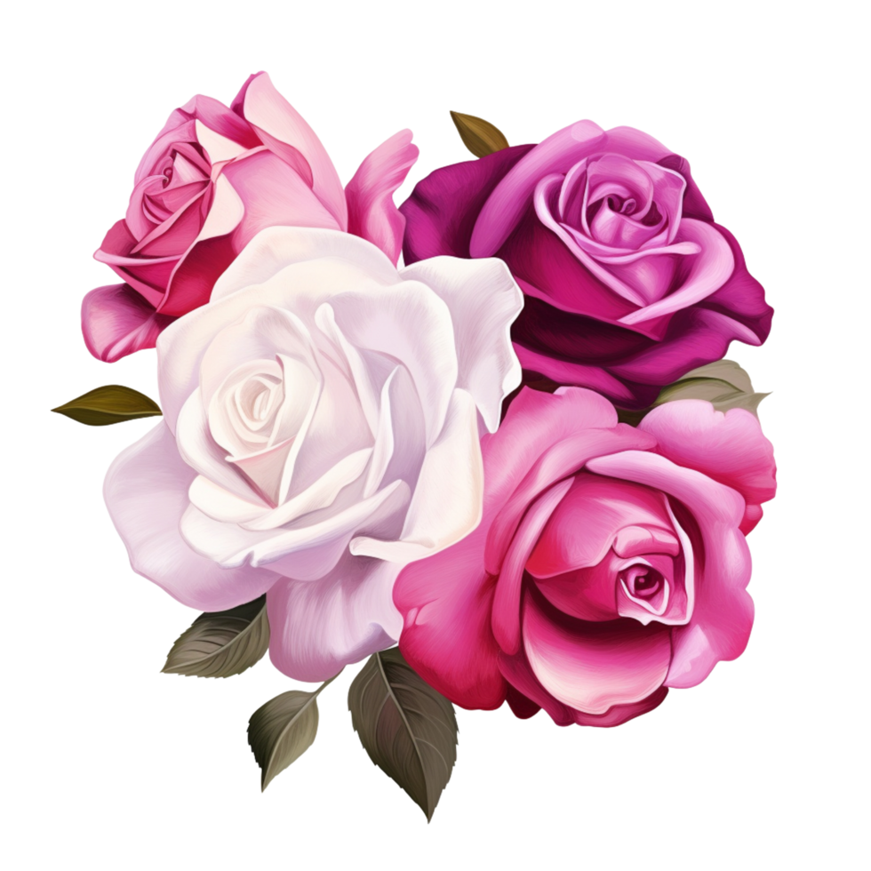 AI Generative Watercolor bouquet of roses isolated on transparent background png