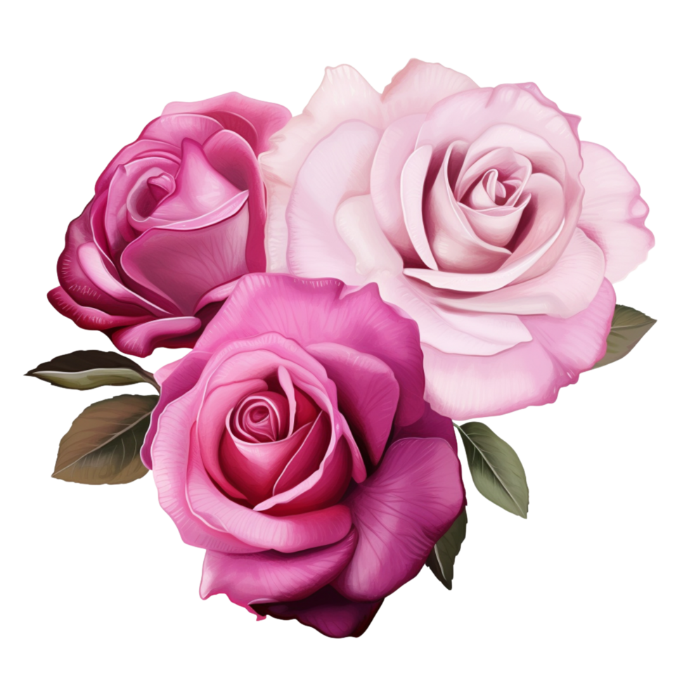 AI Generative Watercolor bouquet of roses isolated on transparent background png