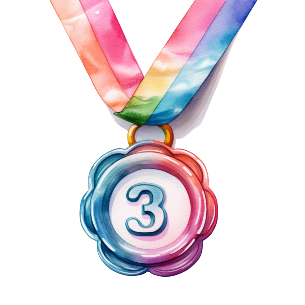 AI Generative Medal sport day watercolor pastel png