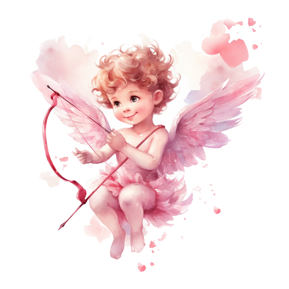 ai generatief waterverf pastel Cupido liefde roze toon png