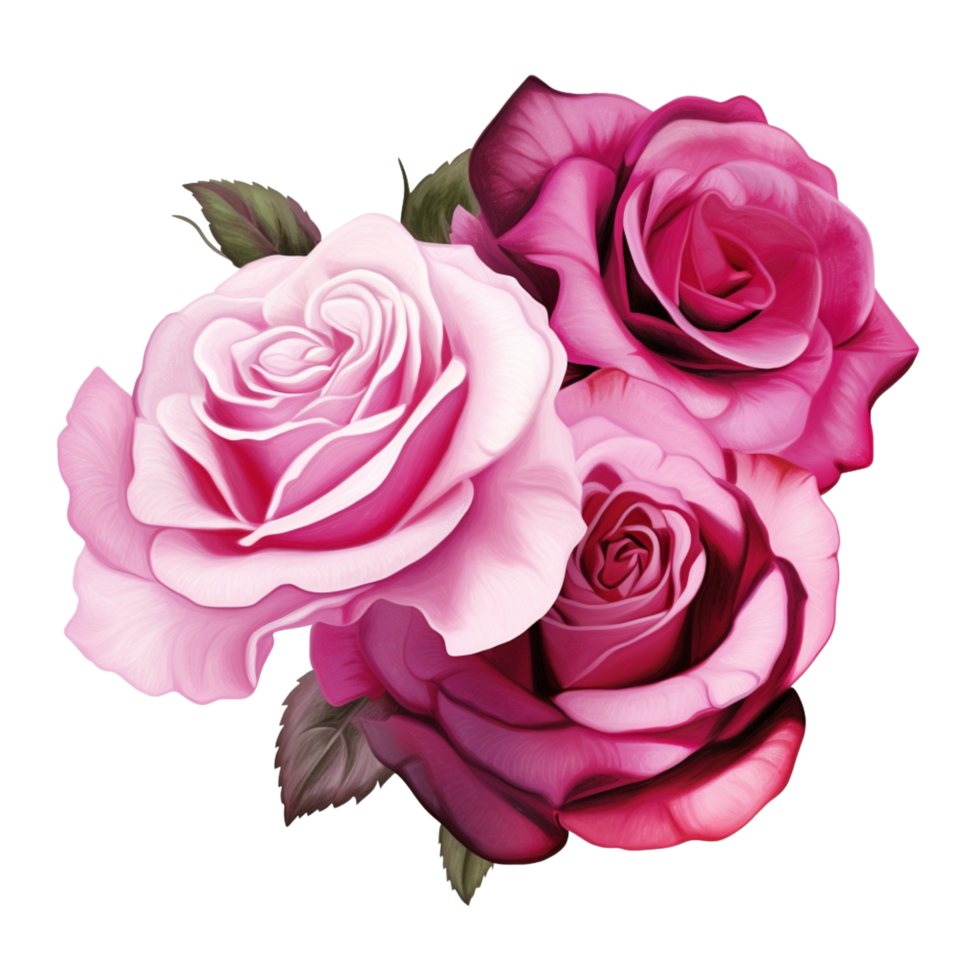 AI Generative Watercolor bouquet of roses isolated on transparent background png