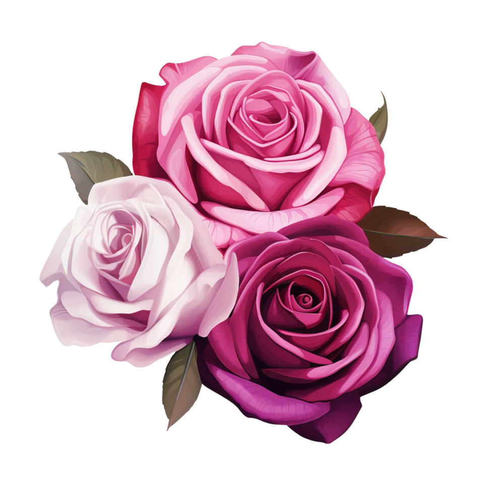 AI Generative Watercolor bouquet of roses isolated on transparent background png