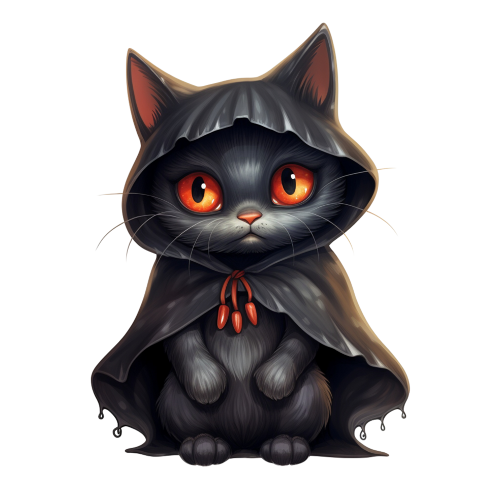 AI Generative Black cat with yellow eyes Halloween theme png