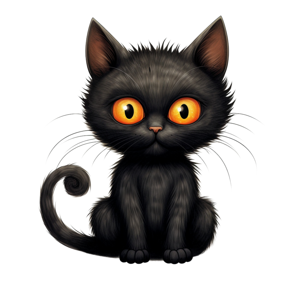 AI Generative Black cat with yellow eyes Halloween theme png