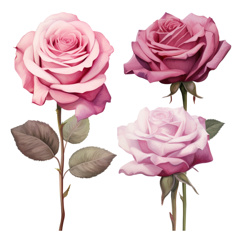 AI Generative Watercolor bouquet of roses isolated on transparent background png