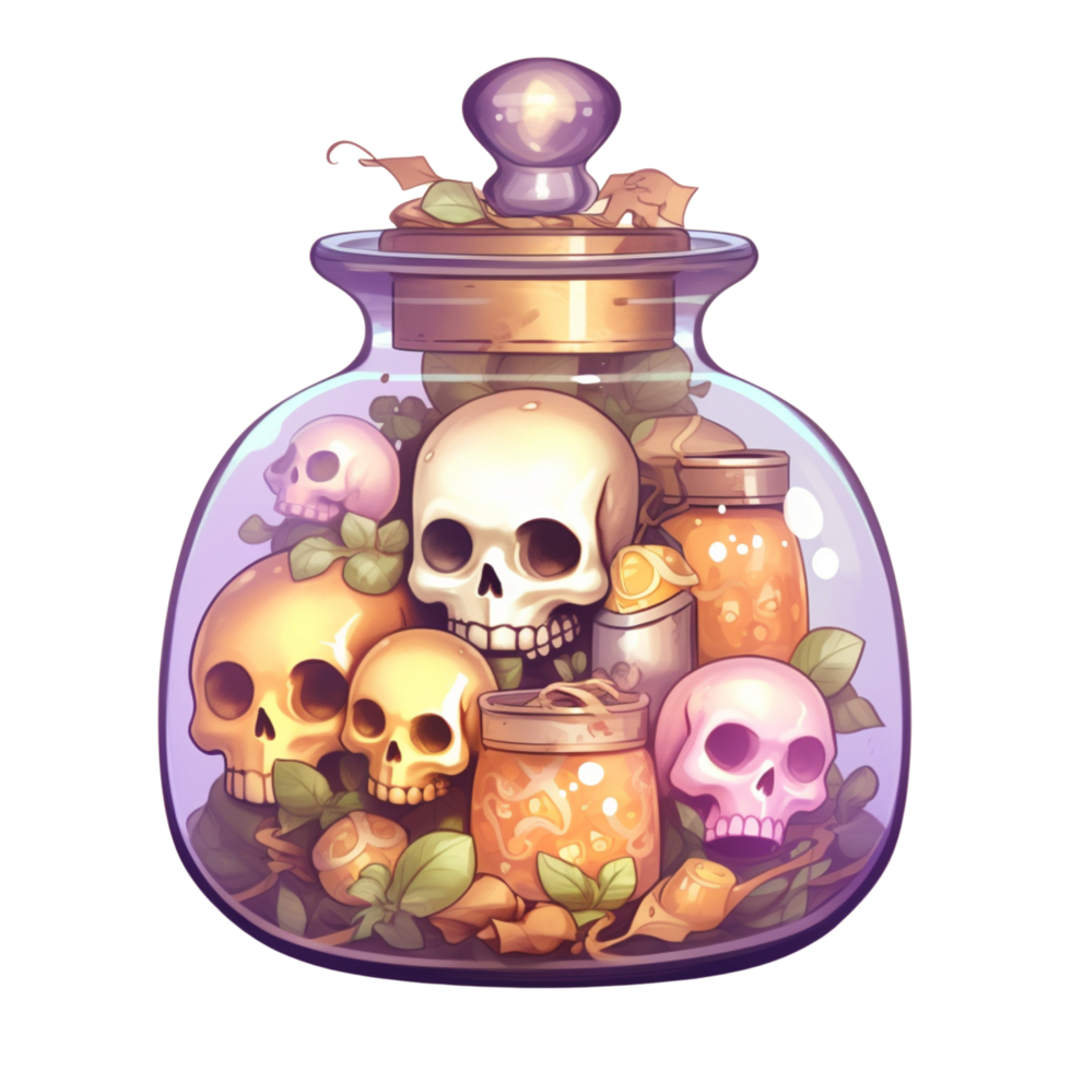 AI Generative Watercolor witch magic potion on transparent background png