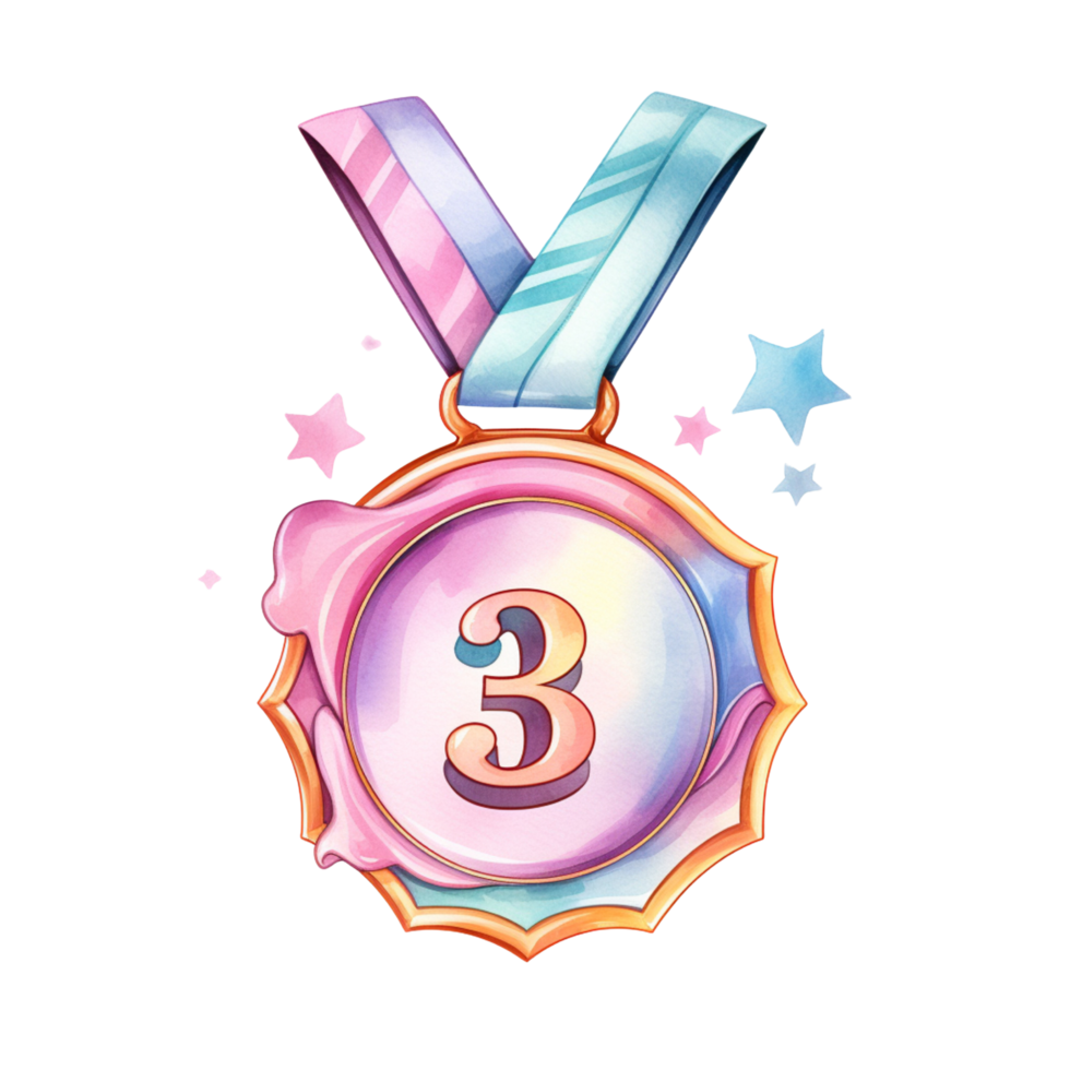 AI Generative Medal sport day watercolor pastel png