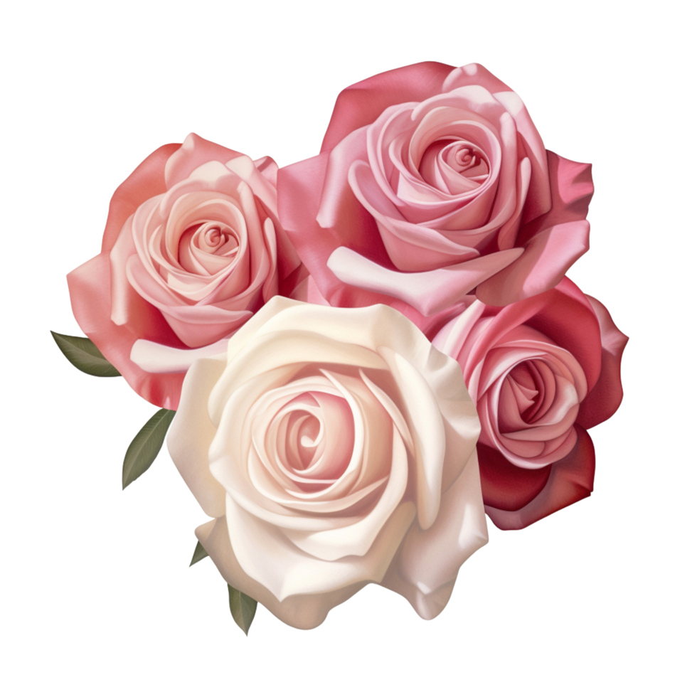 AI Generative Watercolor bouquet of roses isolated on transparent background png