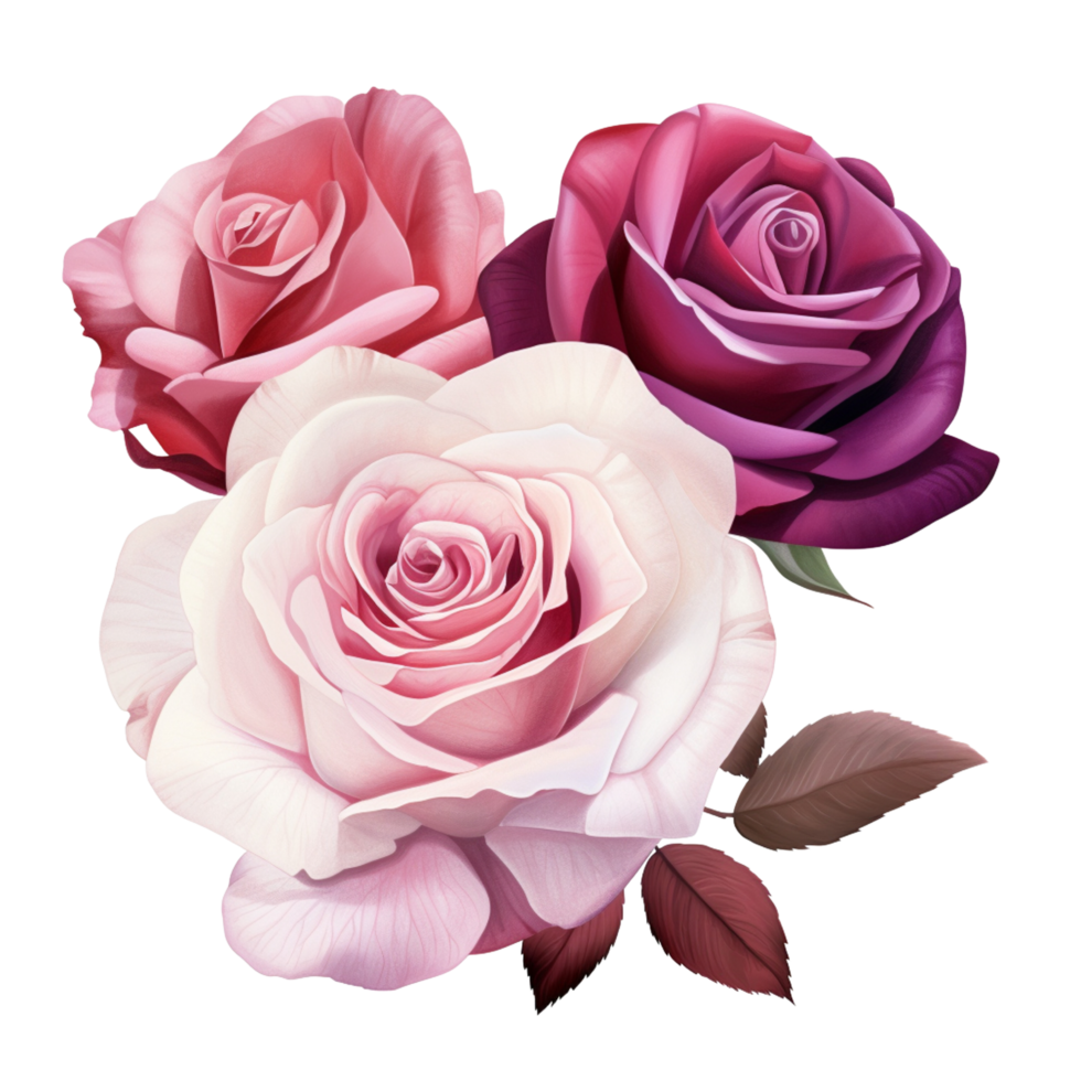 AI Generative Watercolor bouquet of roses isolated on transparent background png