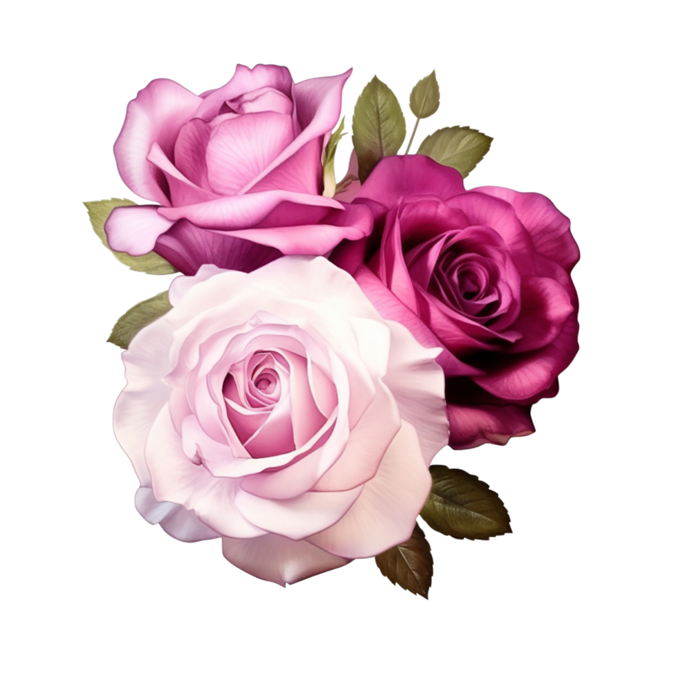 AI Generative Watercolor bouquet of roses isolated on transparent background png