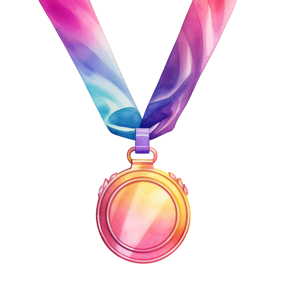 AI Generative Medal sport day watercolor pastel png