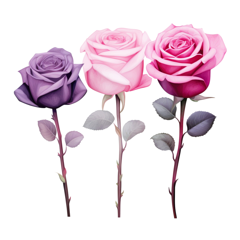AI Generative Watercolor bouquet of roses isolated on transparent background png