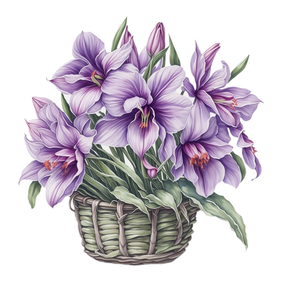 Watercolor Floral Basket, Watercolor Basket, Flower Basket, Watercolor