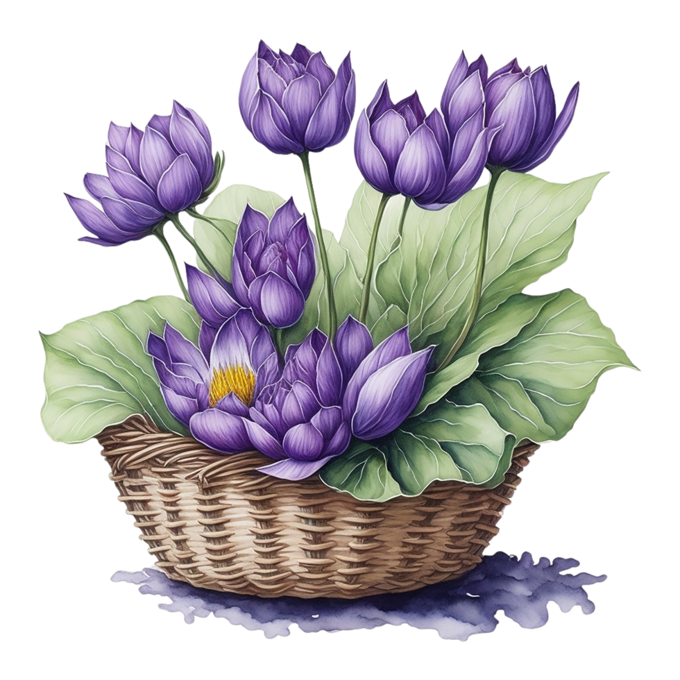 waterverf bloemen mand, waterverf mand, bloem mand, waterverf bloemen bloem ontwerp, waterverf bloem regelingen bloemen, waterverf bloem ontwerp, bruiloft decoratie, ai gegenereerd png