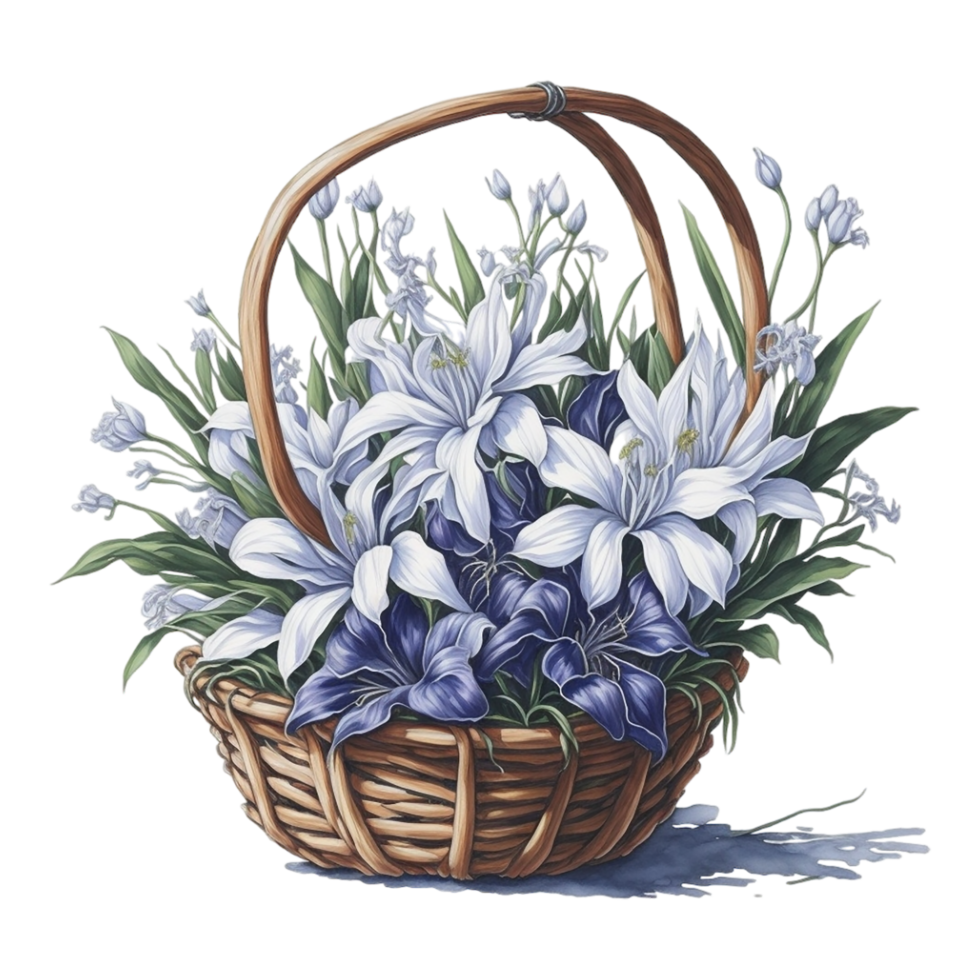 Watercolor Floral Basket, Watercolor Basket, Flower Basket, Watercolor Floral Flower Design, Watercolor Flower Arrangements Floral, Watercolor Flower Design, Wedding Decoration, AI Generated png