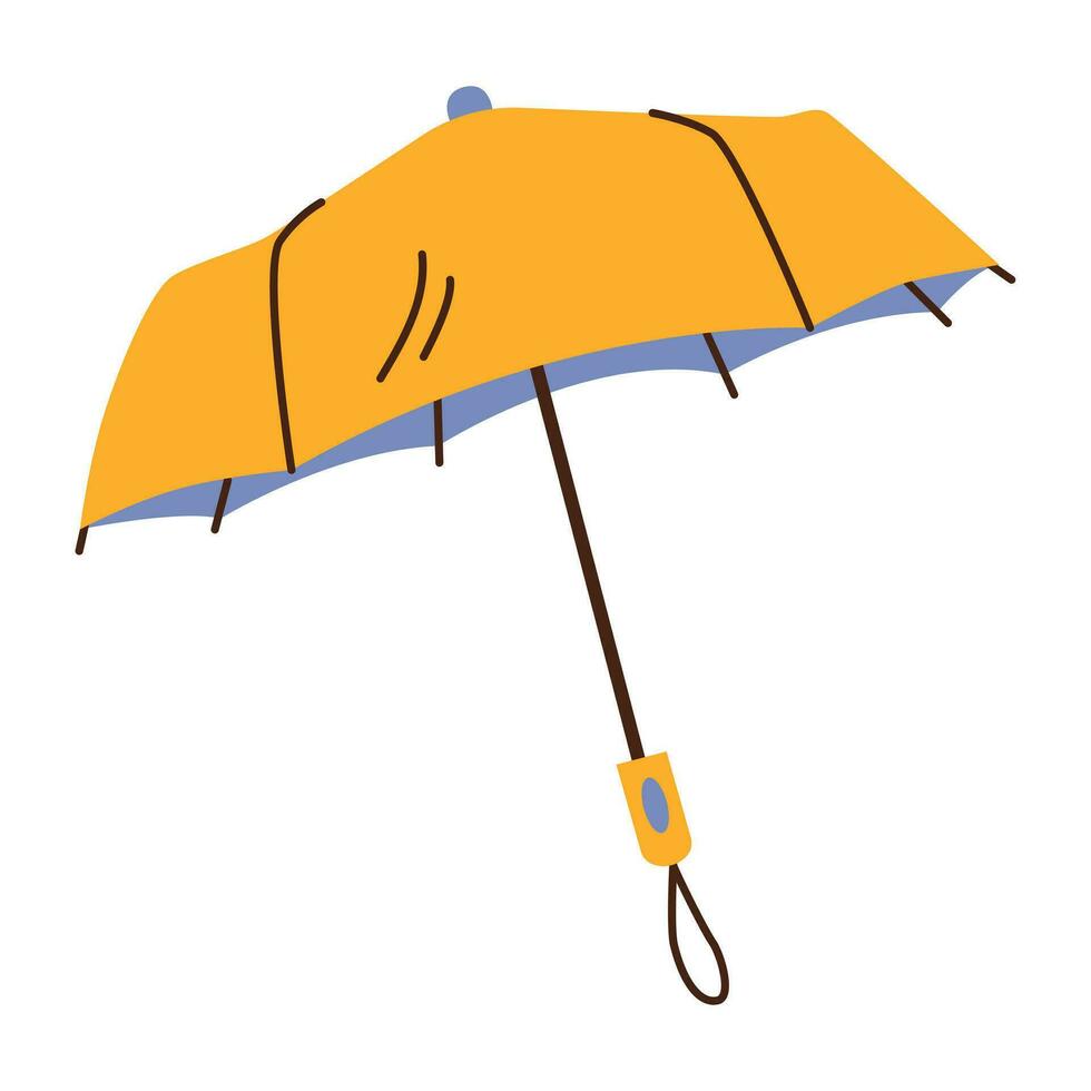 Isolated opened yellow automatic collapsible umbrella in flat style on white background vector