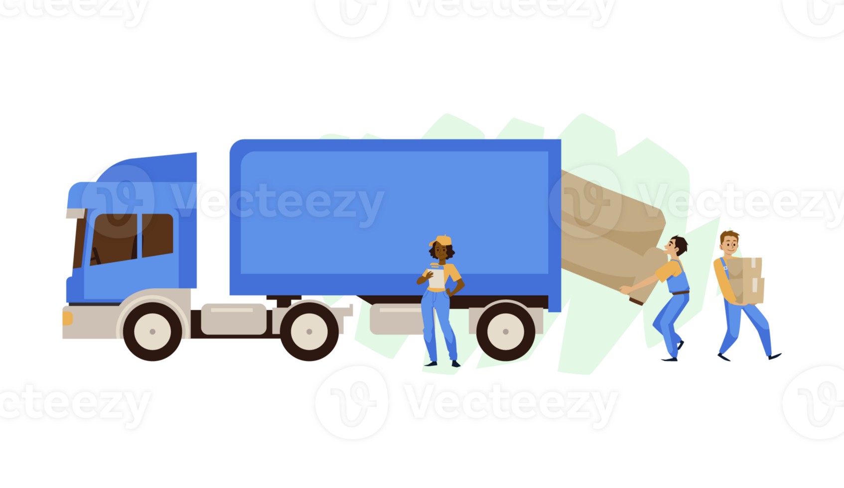 Moving company or services flat vector illustration isolated on white background. png