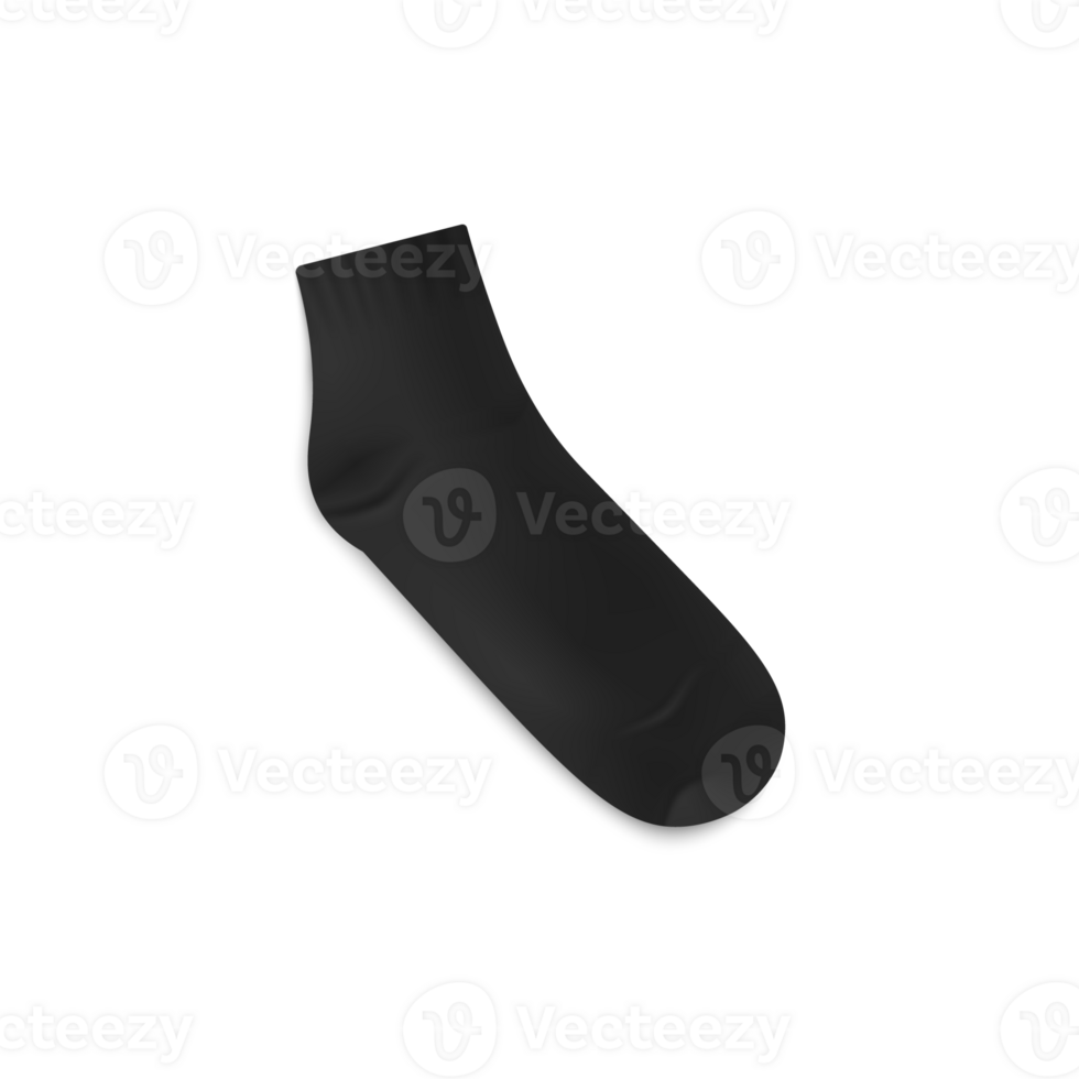 Empty realistic black sock mockup, illustration png