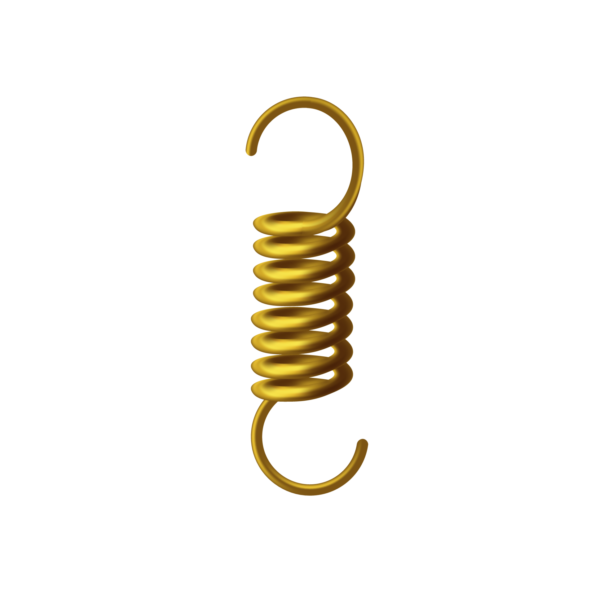 Helical extension golden spring, 3D model of machine detail. Tension