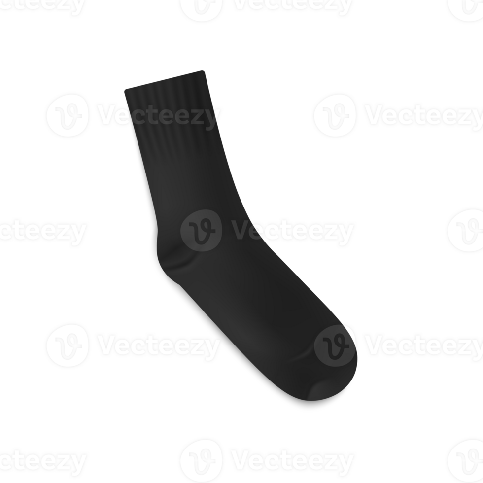 Blank realistic black sock mockup, illustration png