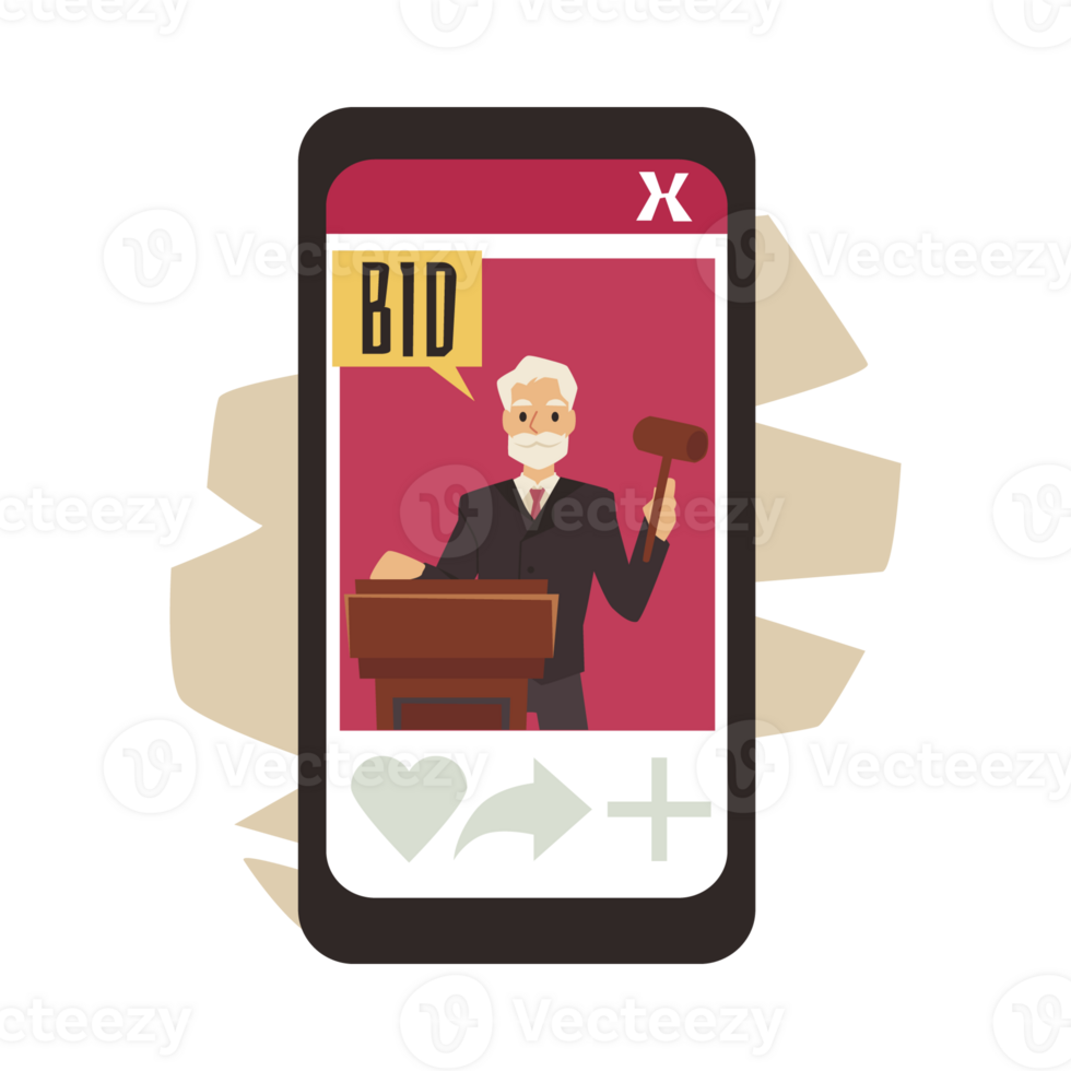 Onboarding mobile app page for online auction flat vector illustration. png
