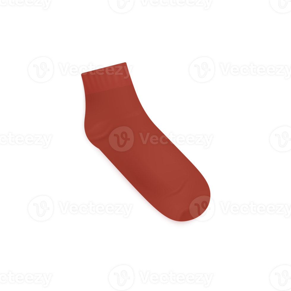 Mockup of red short sock to ankle, realistic illustration isolated. png