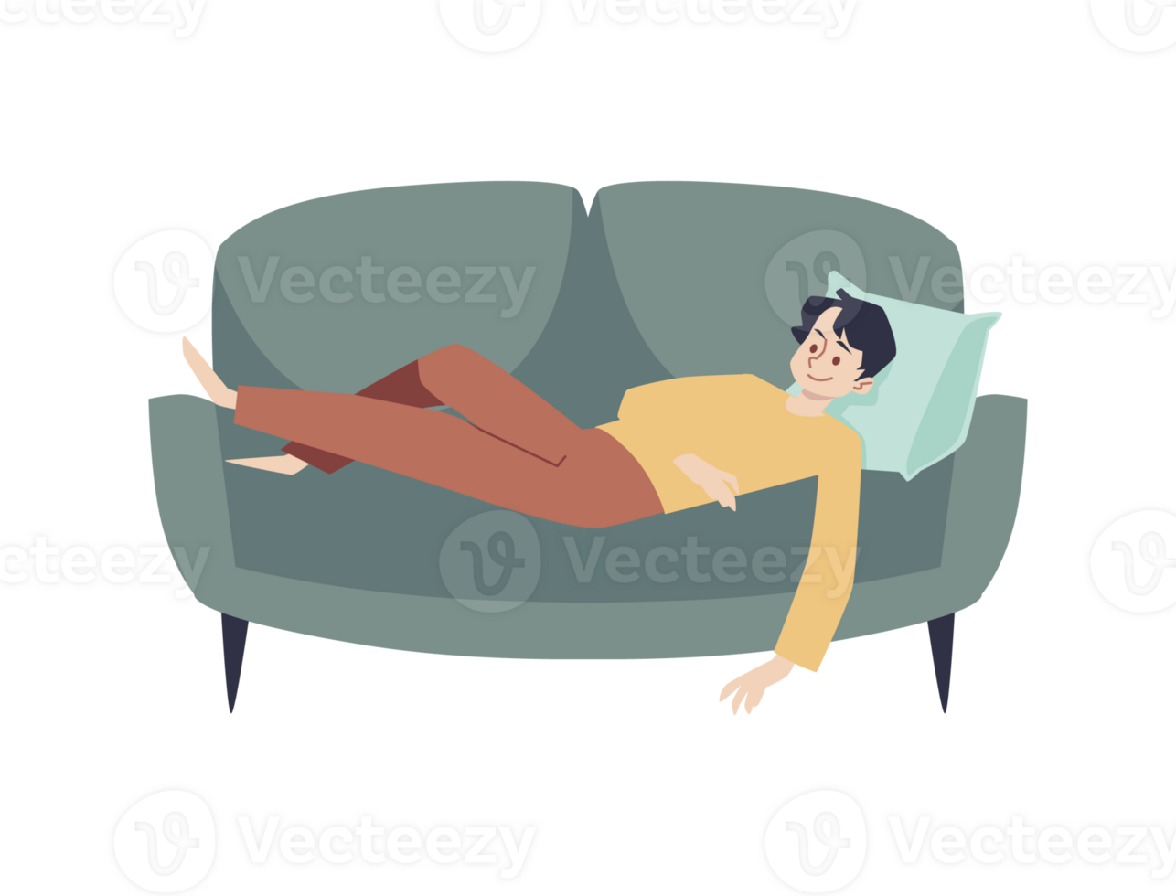 Man relax on sofa png