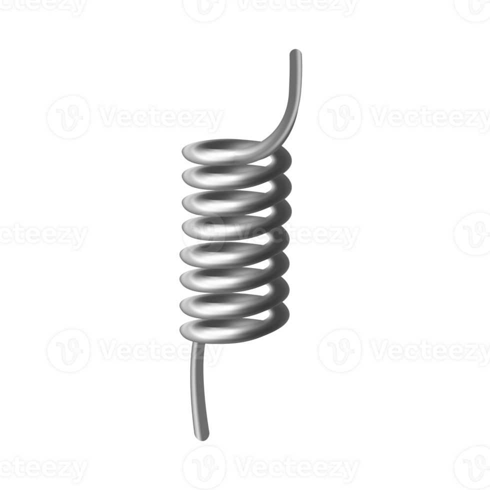 Metal steel spring detail with pins realistic illustration isolated. png