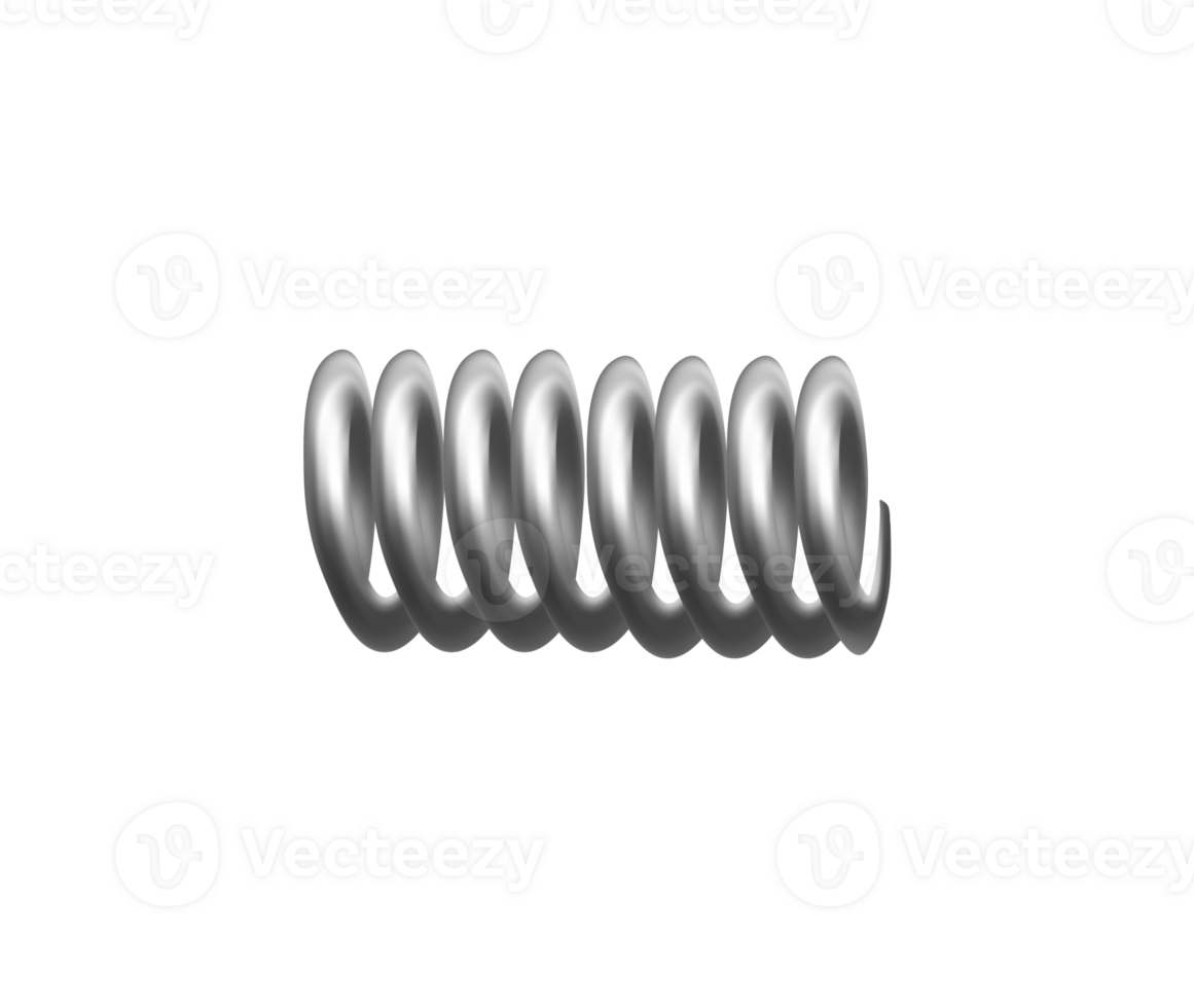 spiraalvormig compressie lente, realistisch 3d model. machine detail, gecomprimeerd spoel voorjaar gemaakt van staal of ijzer. png