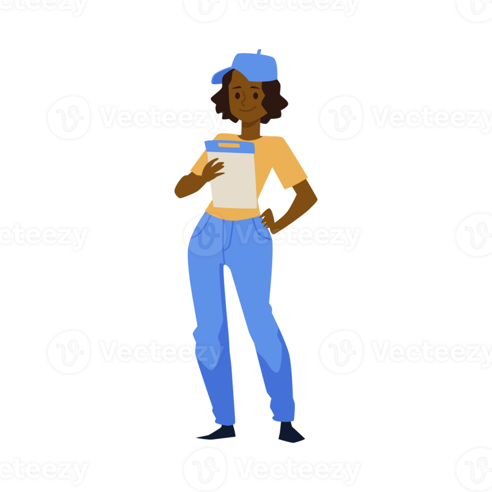 Moving and delivery company employee cartoon flat vector illustration isolated. png