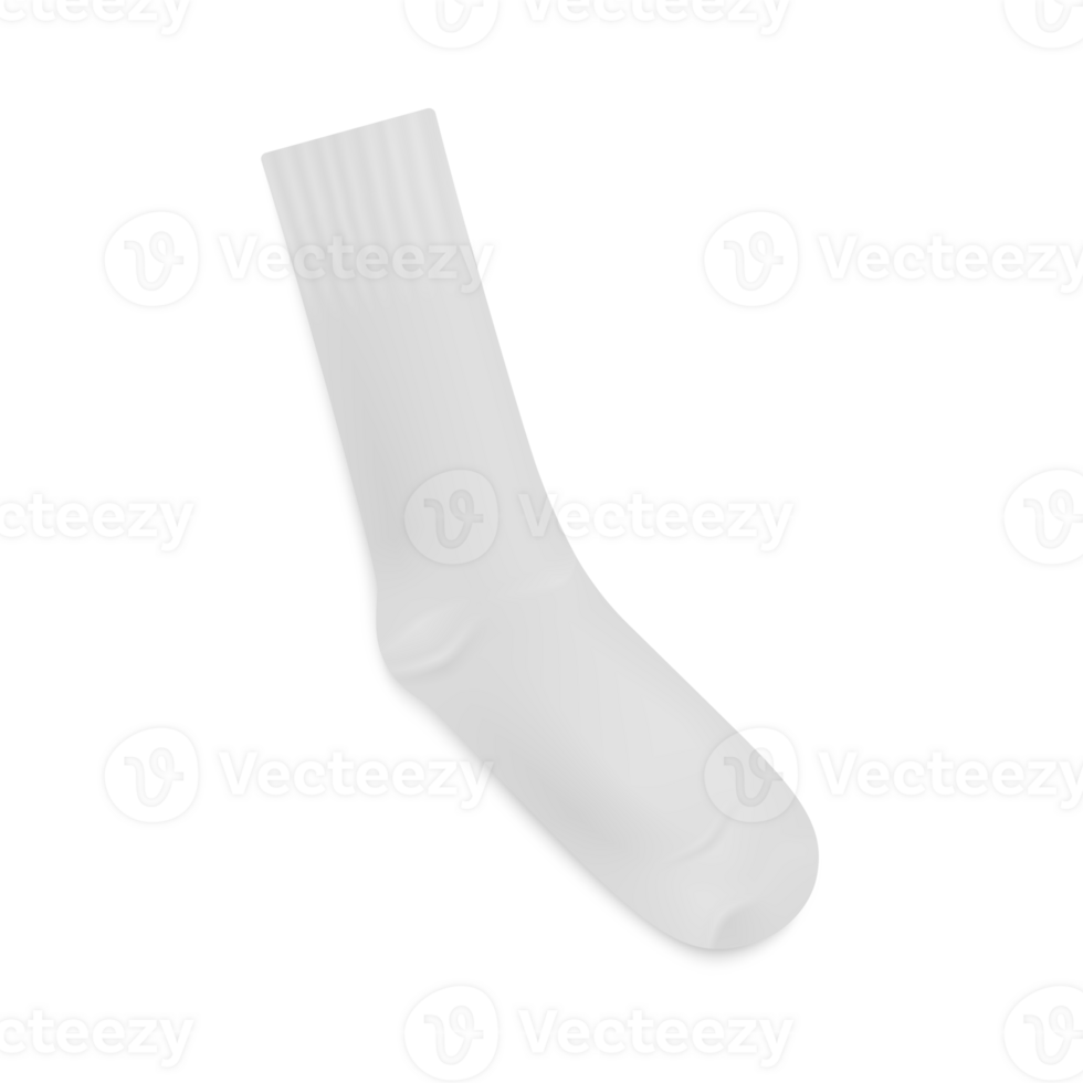 White long sock 3d realistic template illustration isolated on white. png
